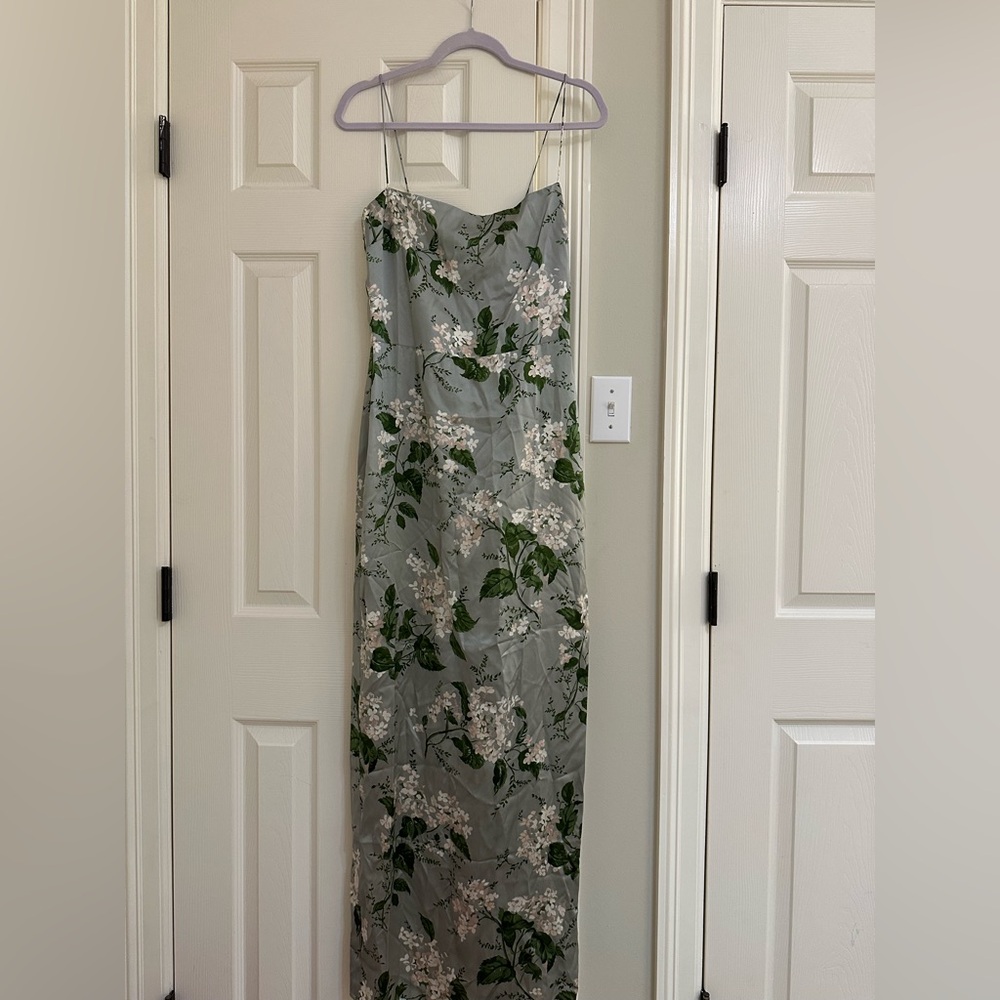 Reformation Green Floral Maxi Dress